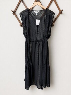 LC Lauren Conrad Black Swiss Dot Duster Vest - New With Tags!